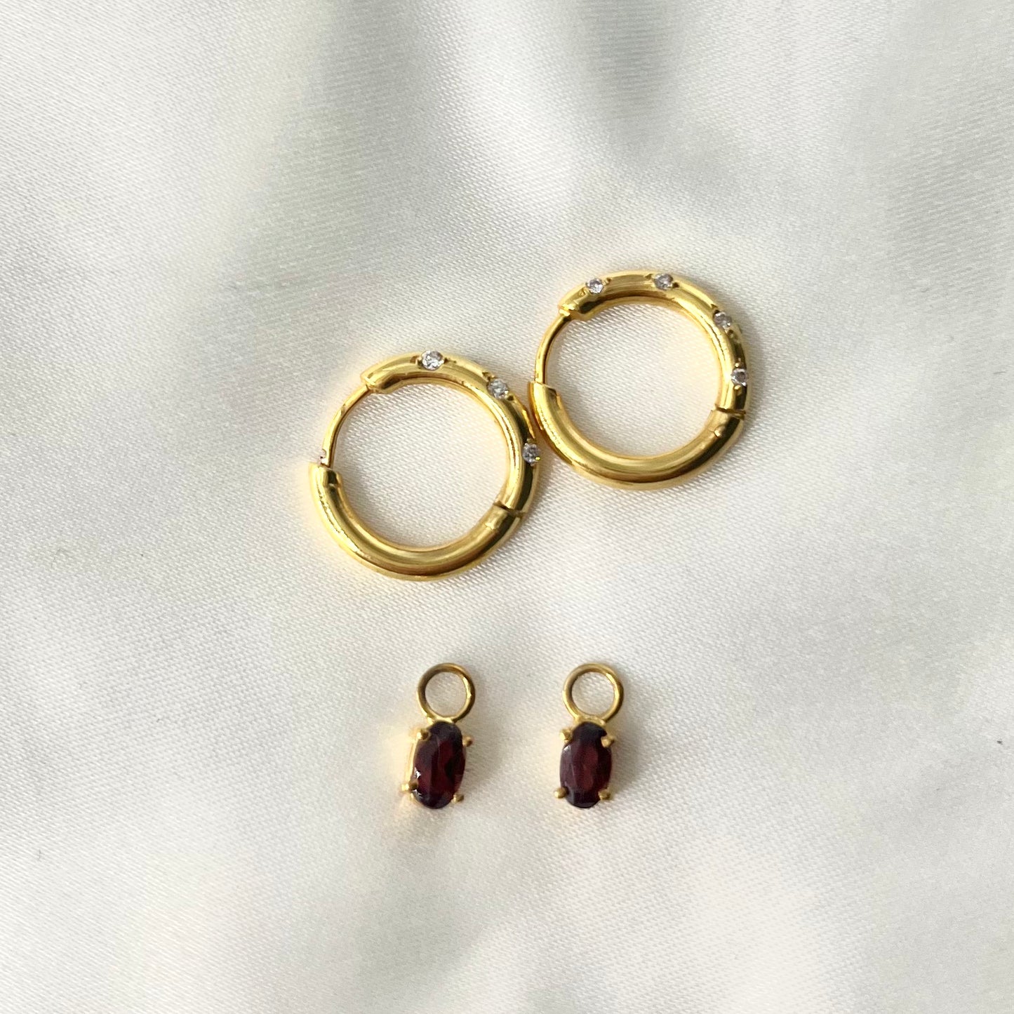 Detachable Garnet Diamond Creole ER109
