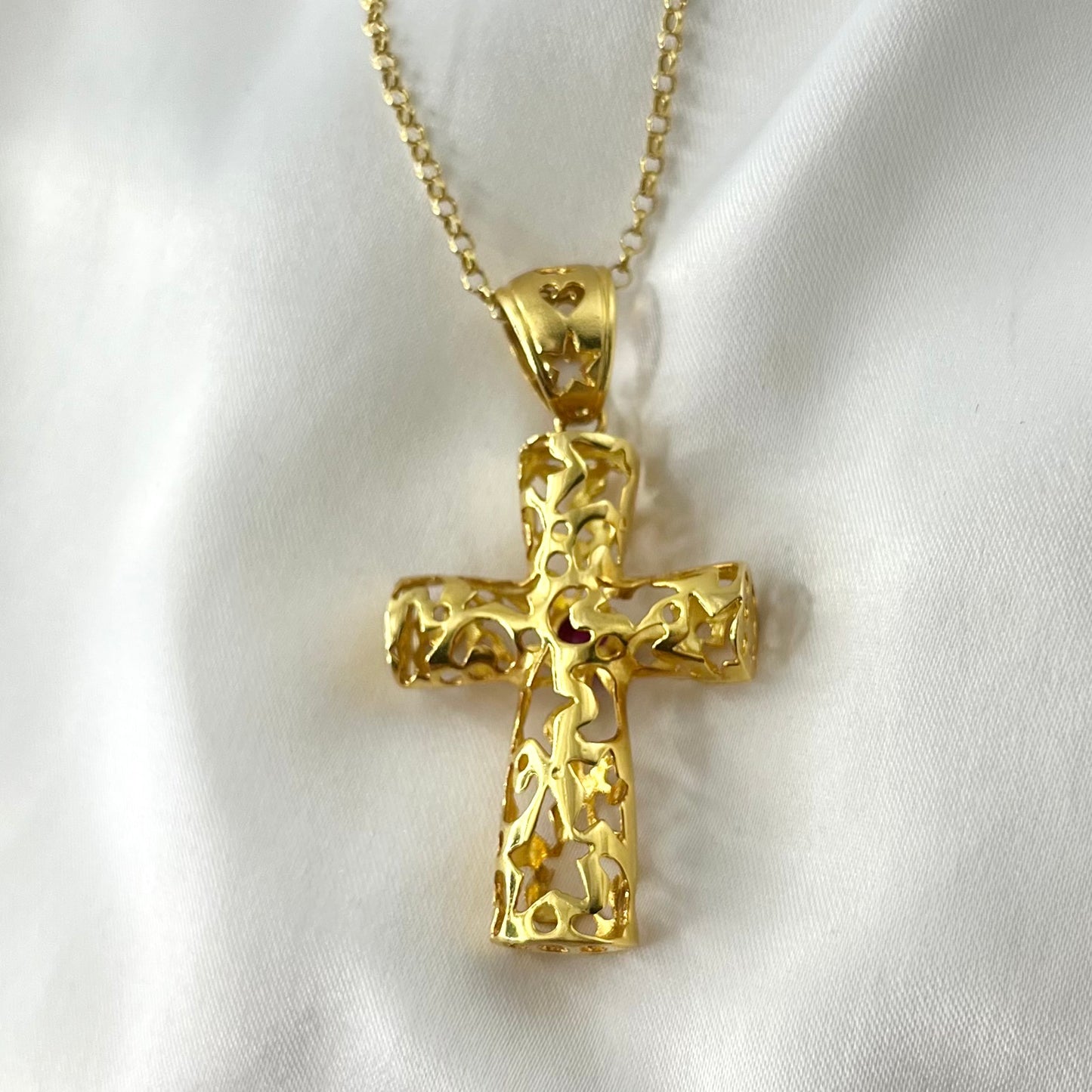 Reversible Ruby Cross Necklace NL136