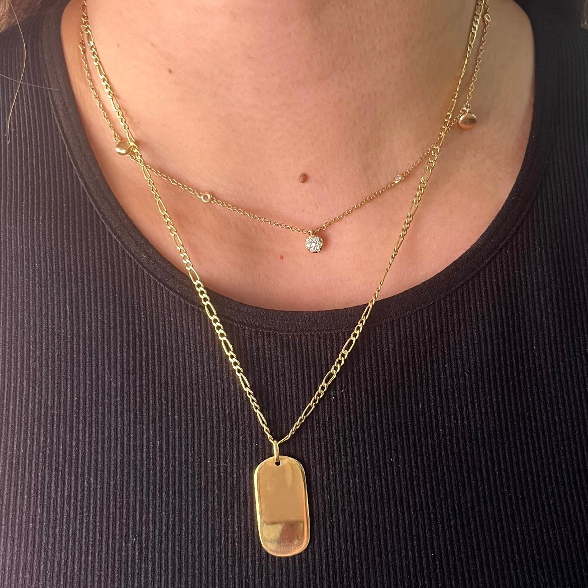 Dog Tag Yellow Gold Pendant PD38