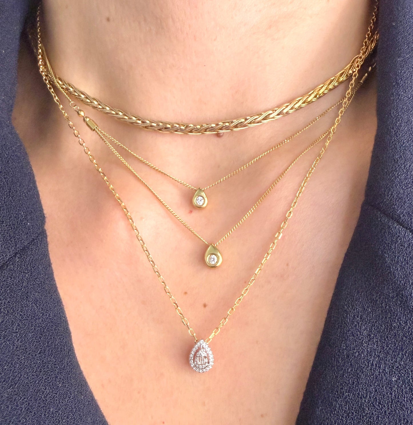 Pear Illusion Diamond Necklace NL219