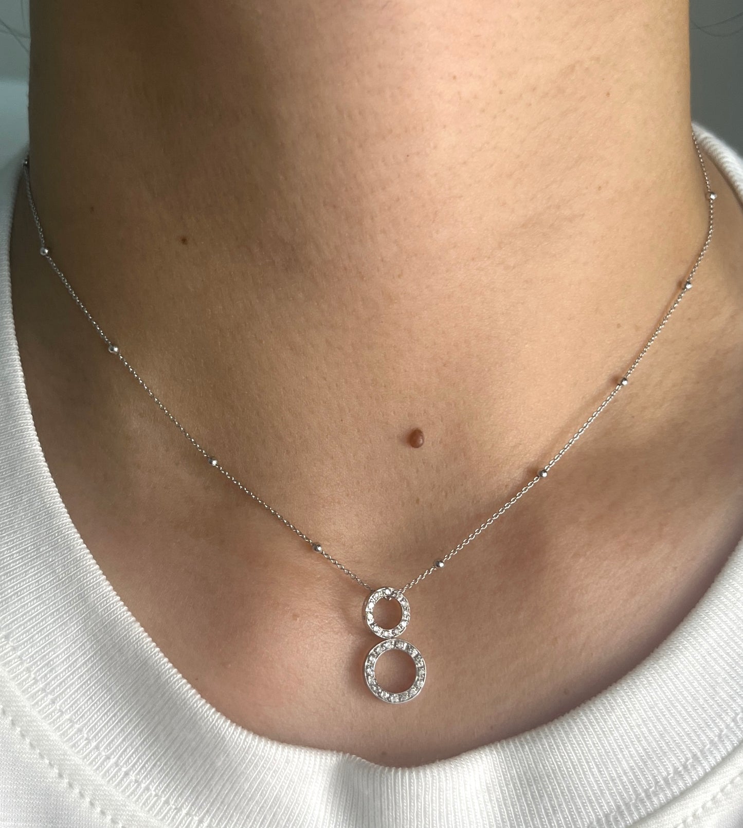Double Circle Diamond Necklace NL170
