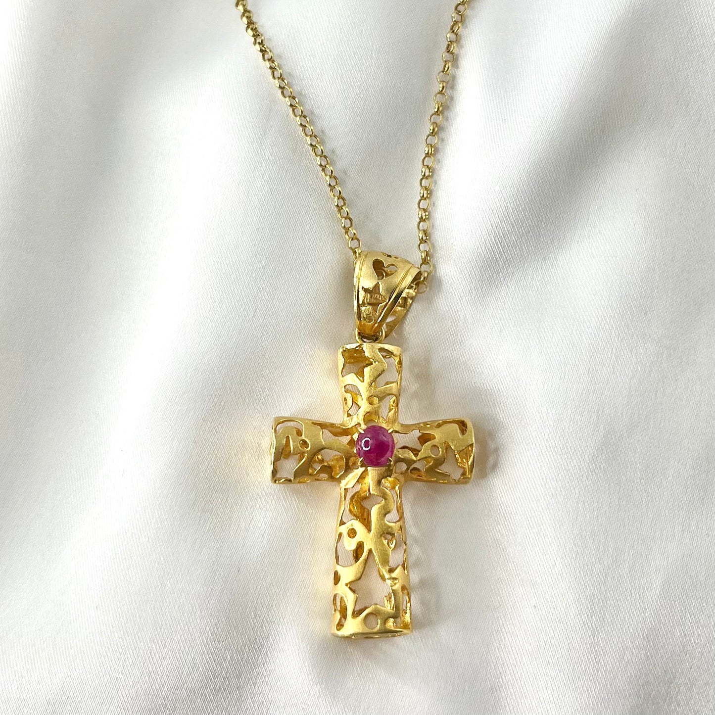 Reversible Ruby Cross Necklace NL136