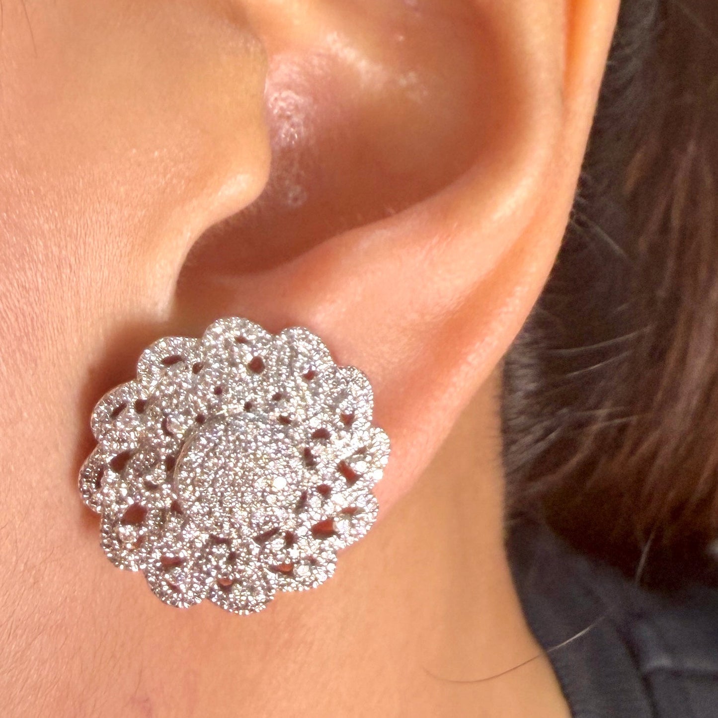 Oversized Cluster Diamond Earrings DE036