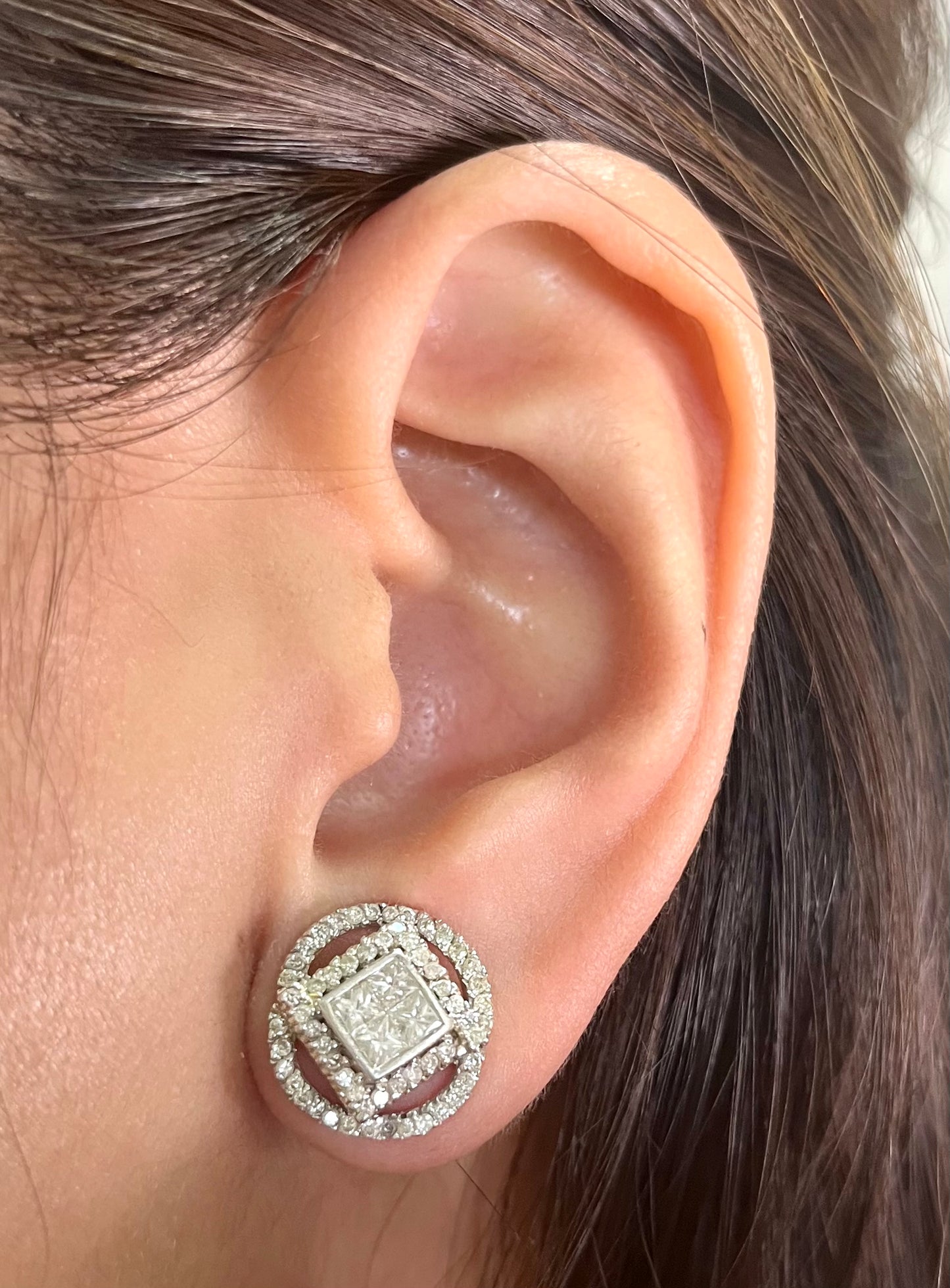 Cluster Princess Cut Earrings ER136