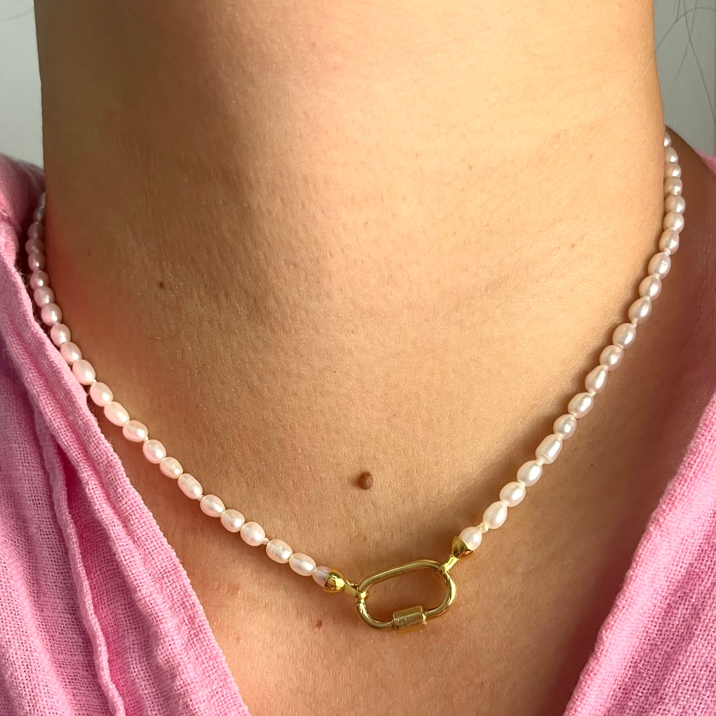 Carabiner Pearl Necklace NL127