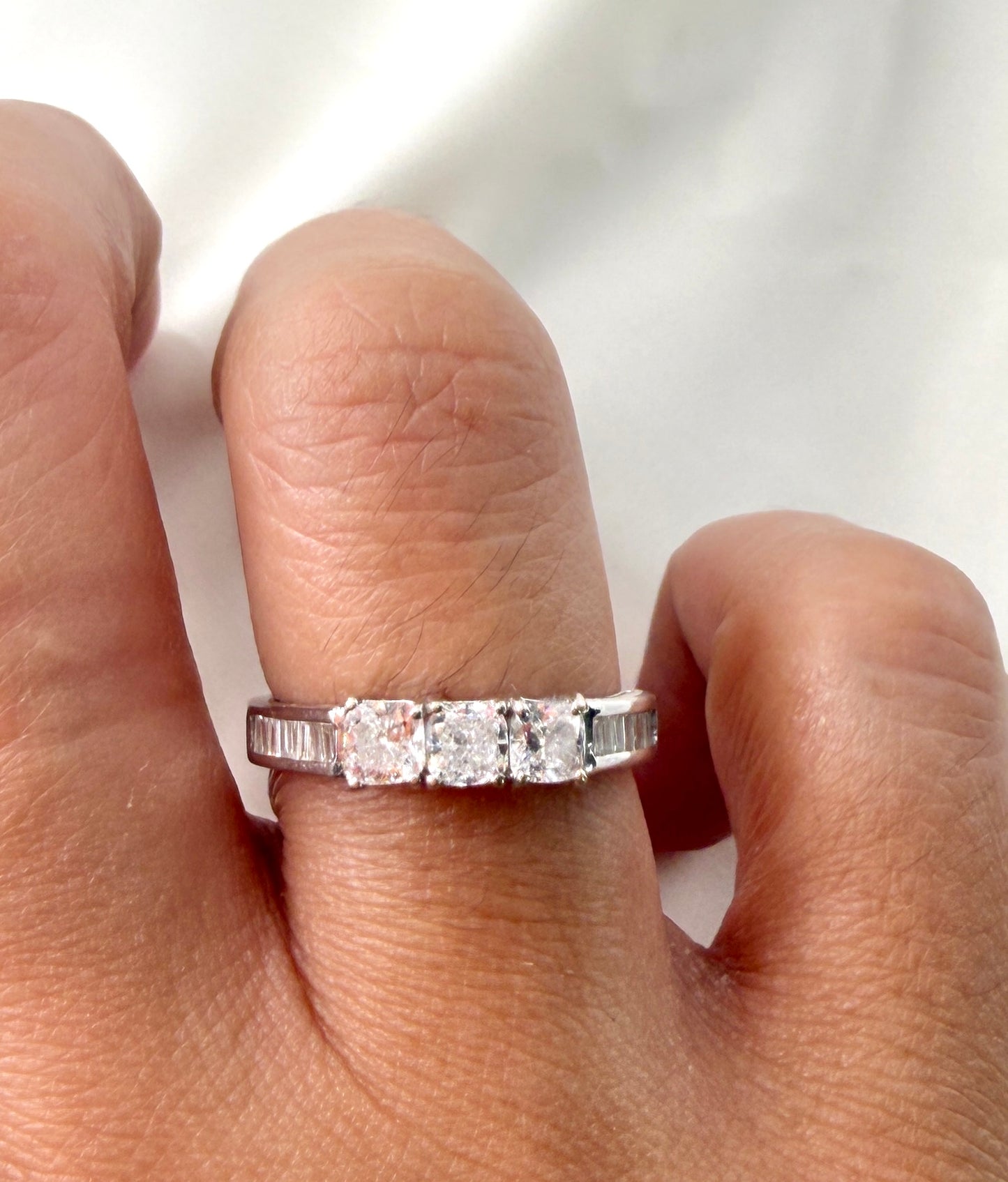 Three Radiant Cut Baguette Diamond Ring RG033