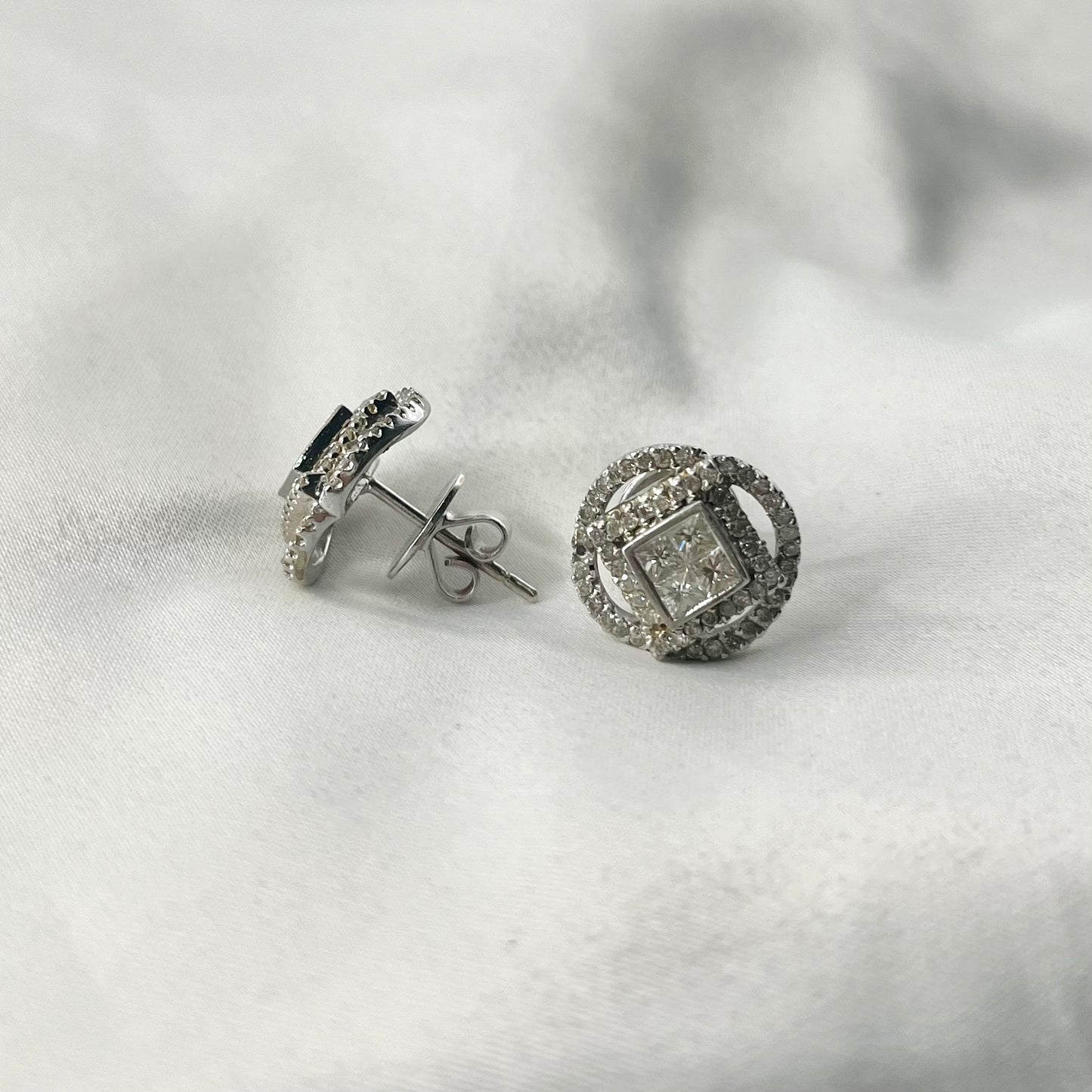 Cluster Princess Cut Earrings ER136