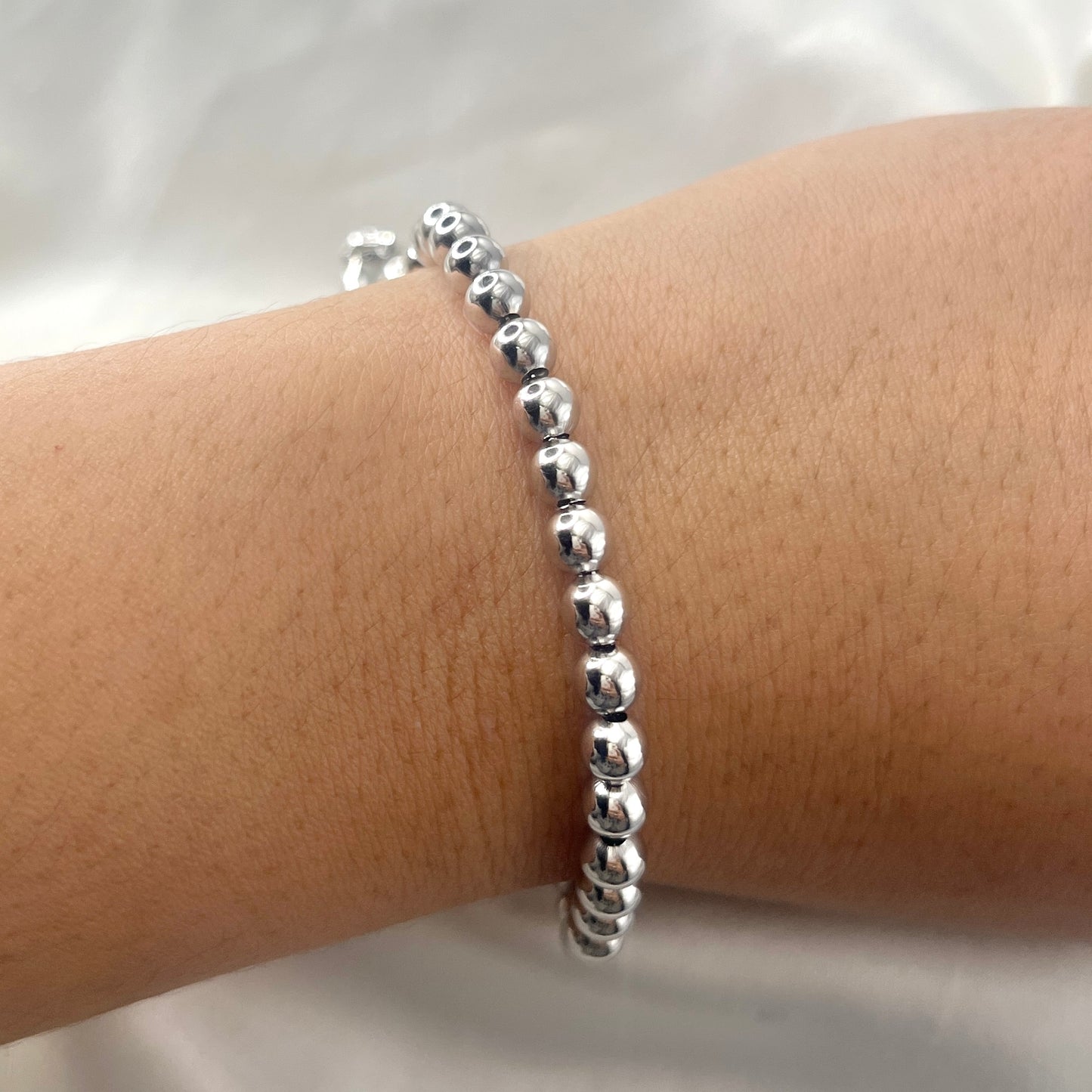 White Gold Bead Bracelet BR-101