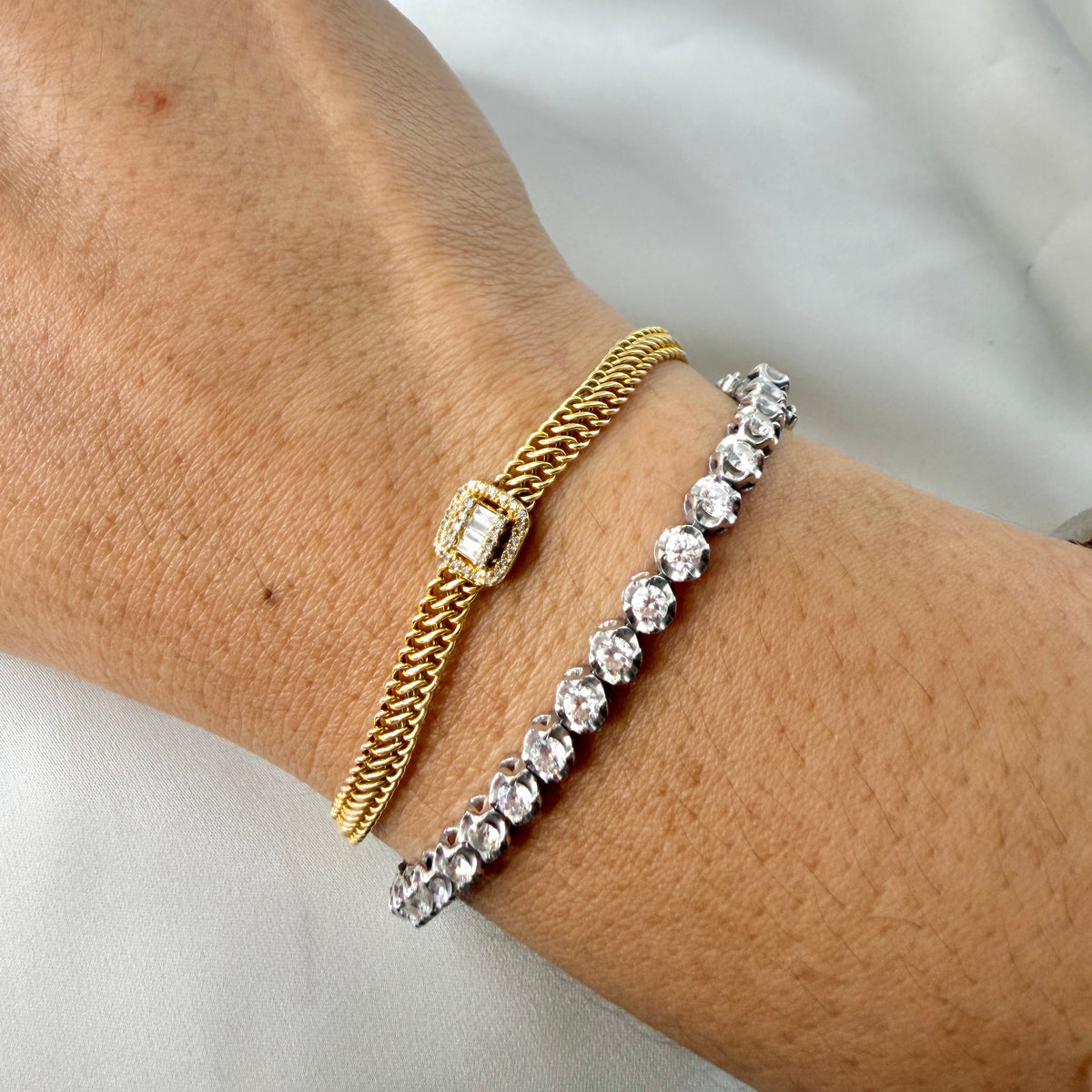 Baguette Diamond Curb Link Bracelet BR124