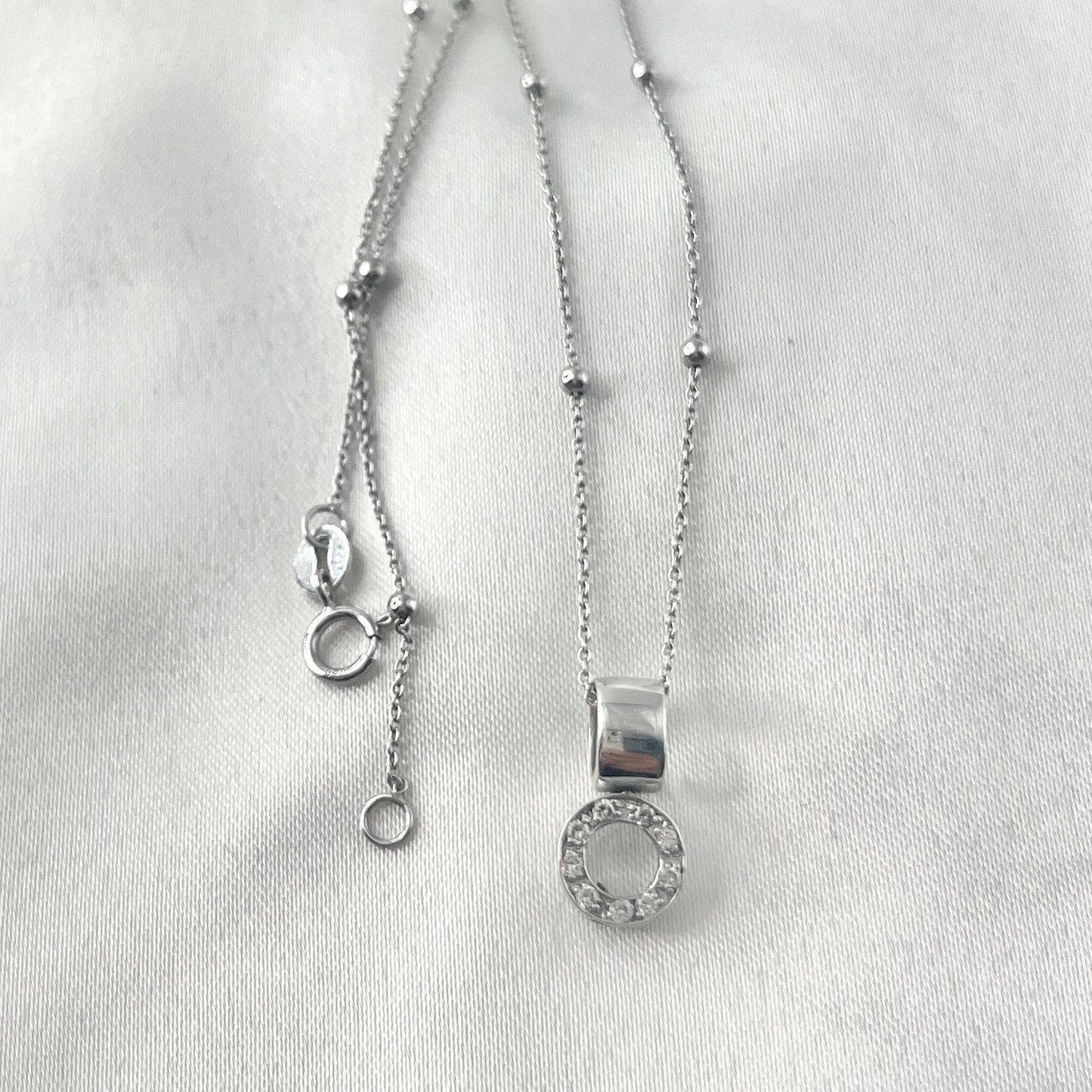 Drop Circle Diamond Necklace NL165
