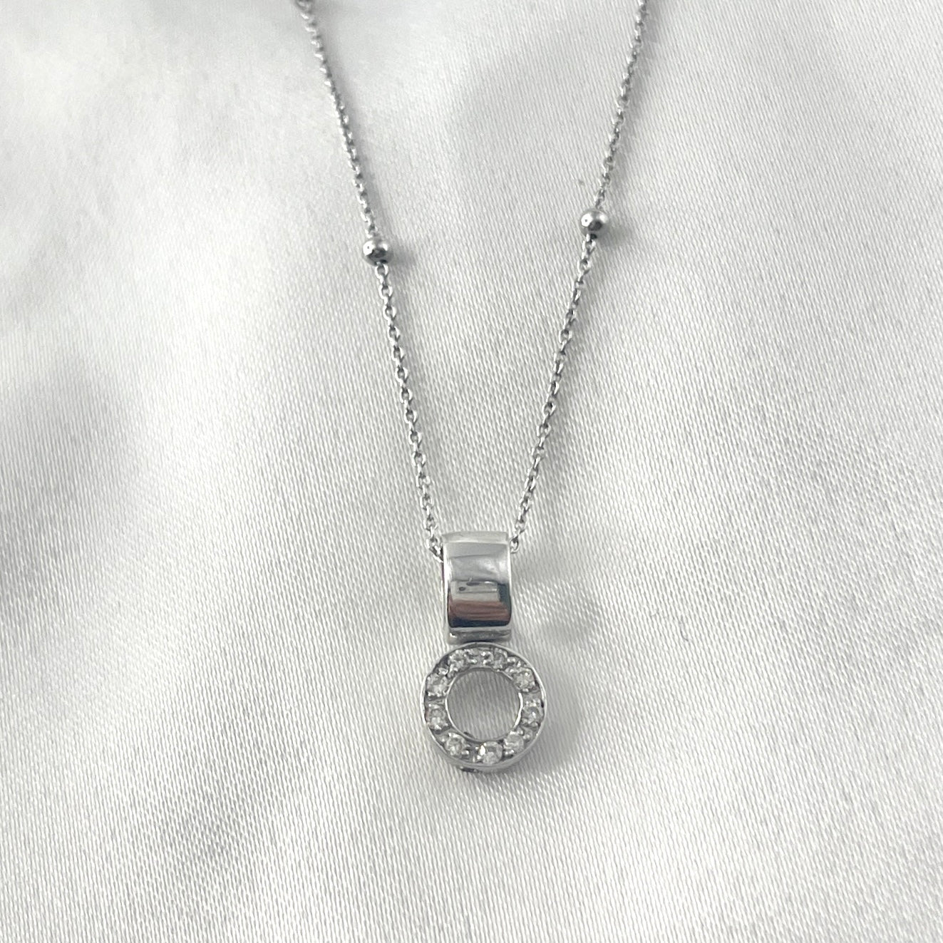Drop Circle Diamond Necklace NL165