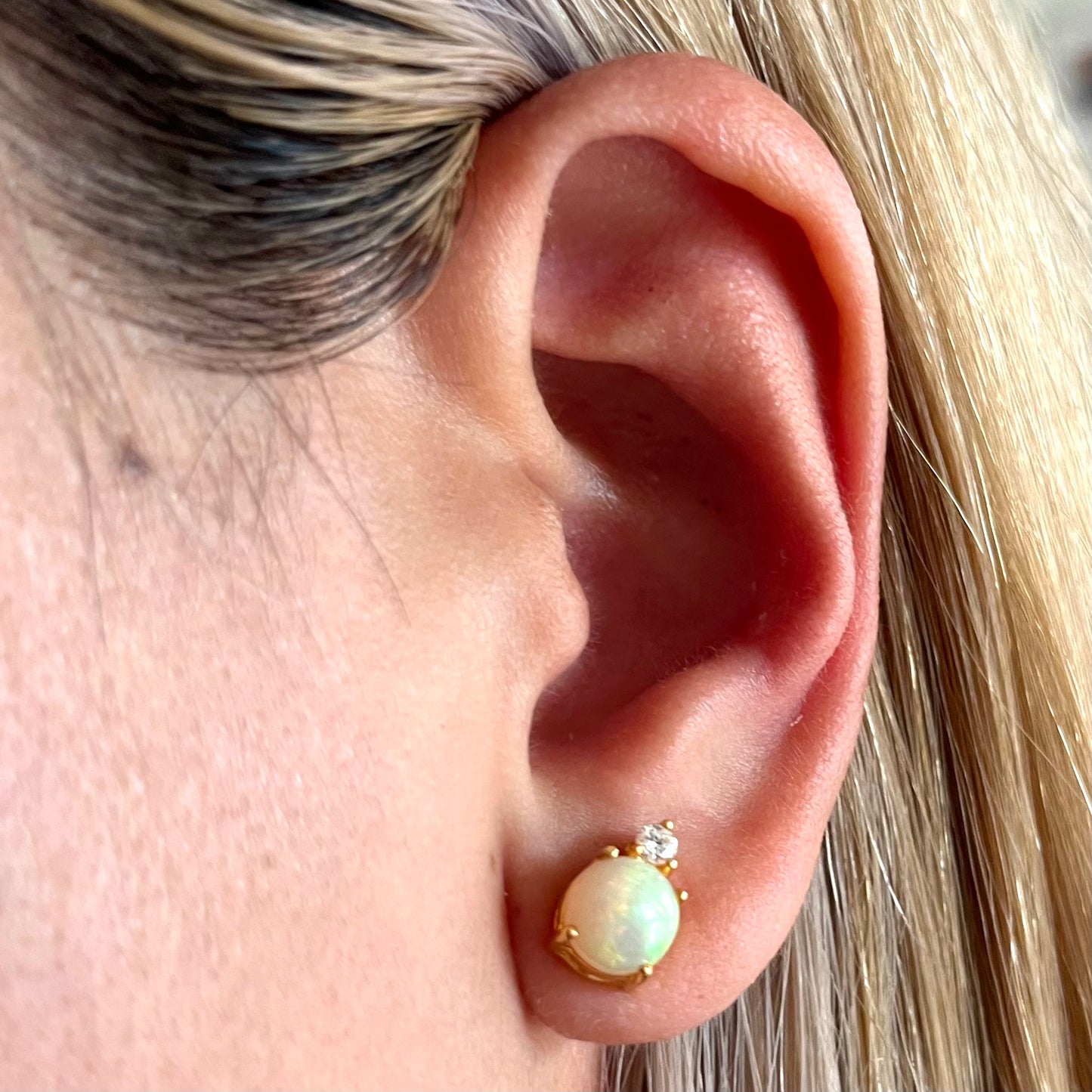 Ethiopian Opal Diamond Earrings ER054
