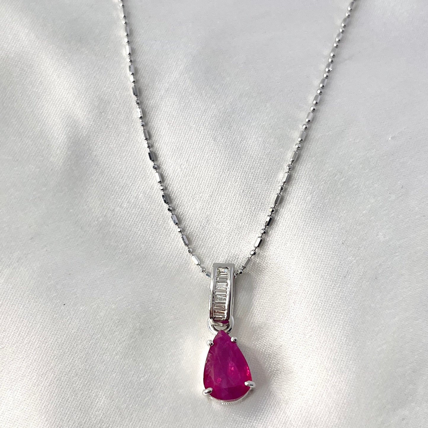 Pear Natural Ruby Diamond NecklacNL184
