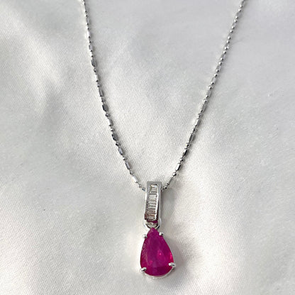 Pear Natural Ruby Diamond NecklacNL184