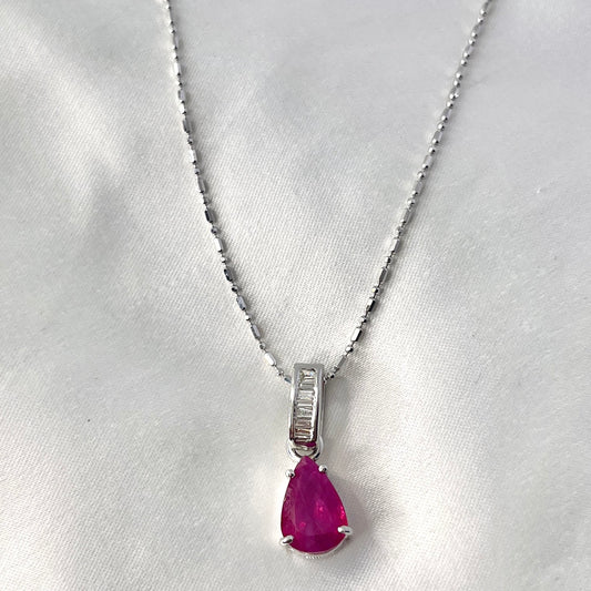 Pear Natural Ruby Diamond NecklacNL184