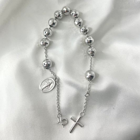 Rosary Bracelet White Gold BR069