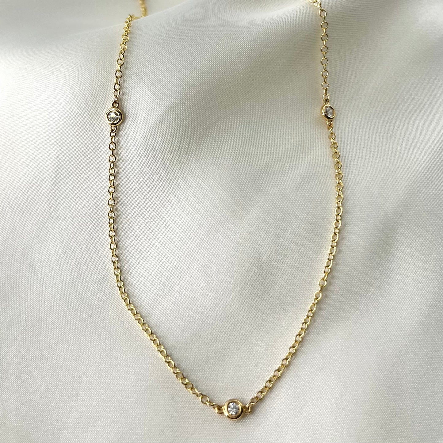 Station Diamond Necklace 18”NL076