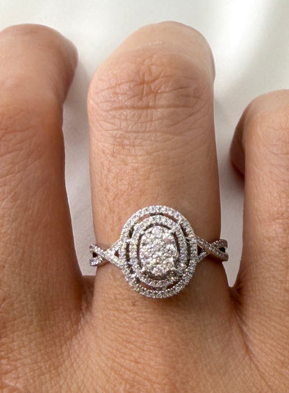 Double Halo Spiral Diamond Ring RG032