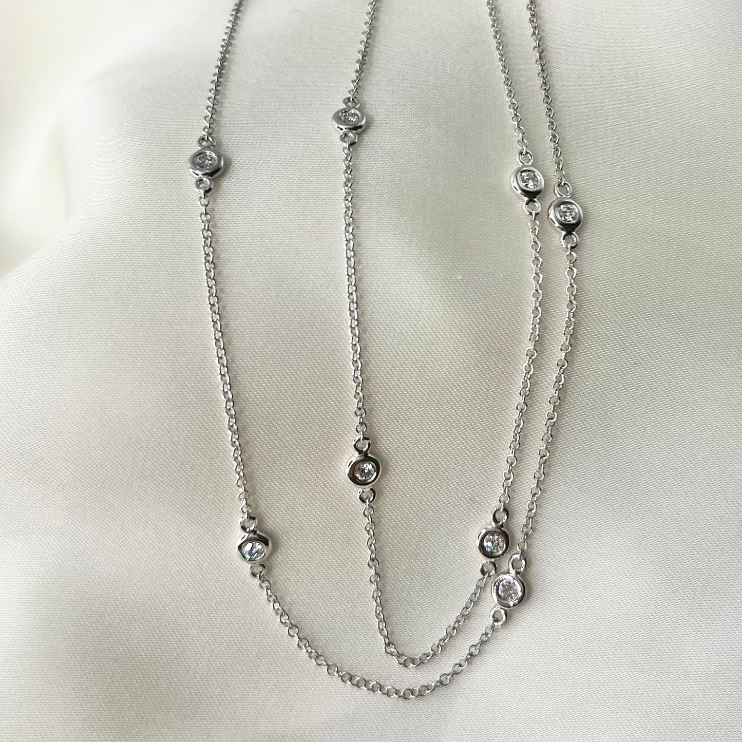 Station Diamond Necklace 16” NL081