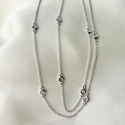 Station Diamond Necklace 16” NL081