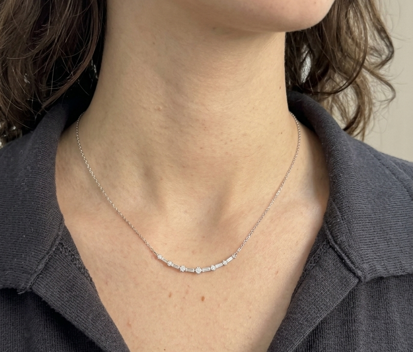 Baguette and Round Diamond Choker NL221