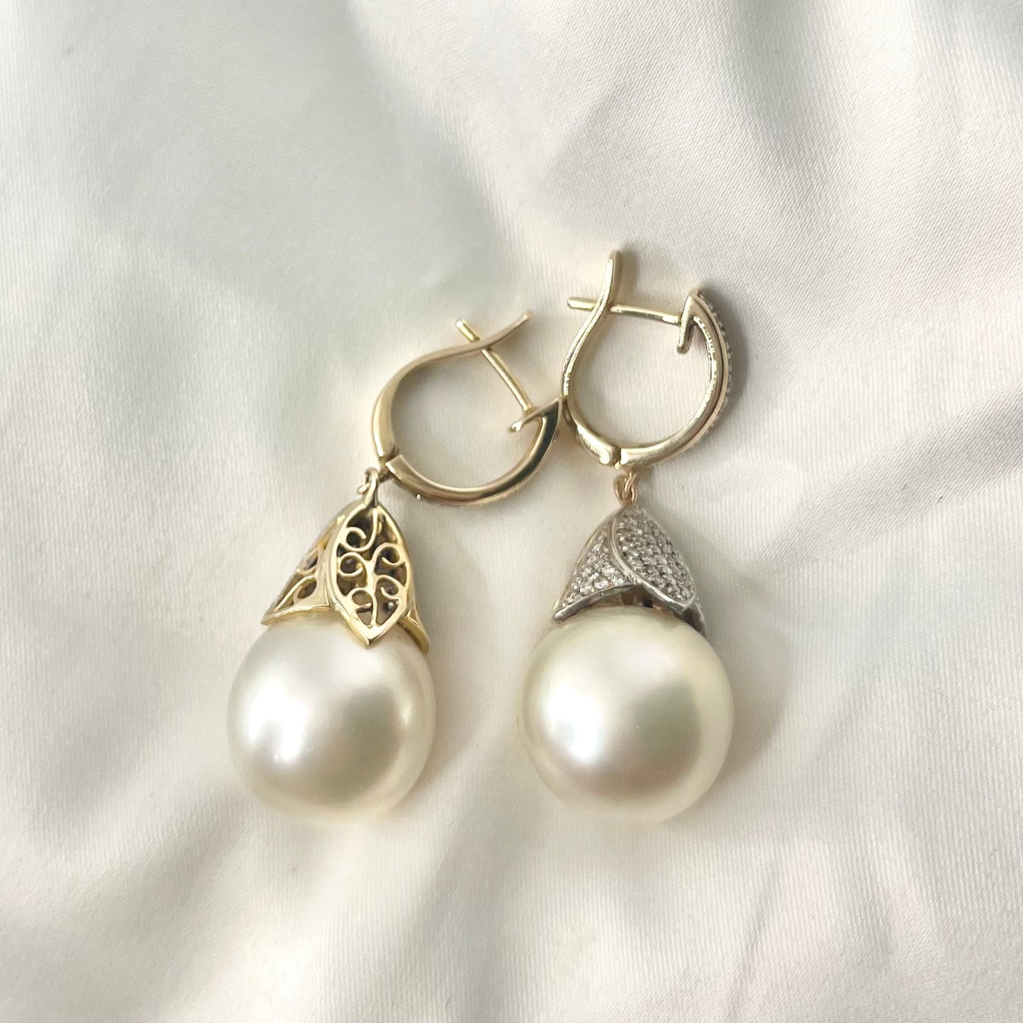 South Sea Pearl Diamond Danglings ER141