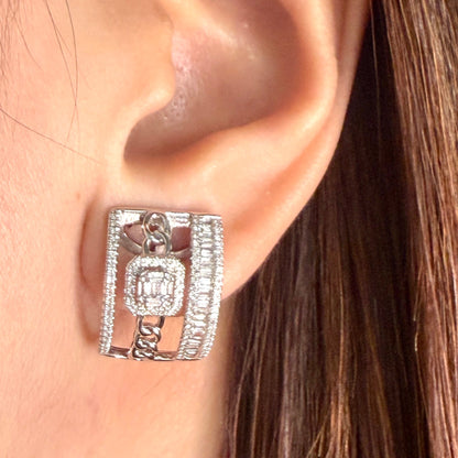 Multi Row Baguette Diamond Earrings DE040
