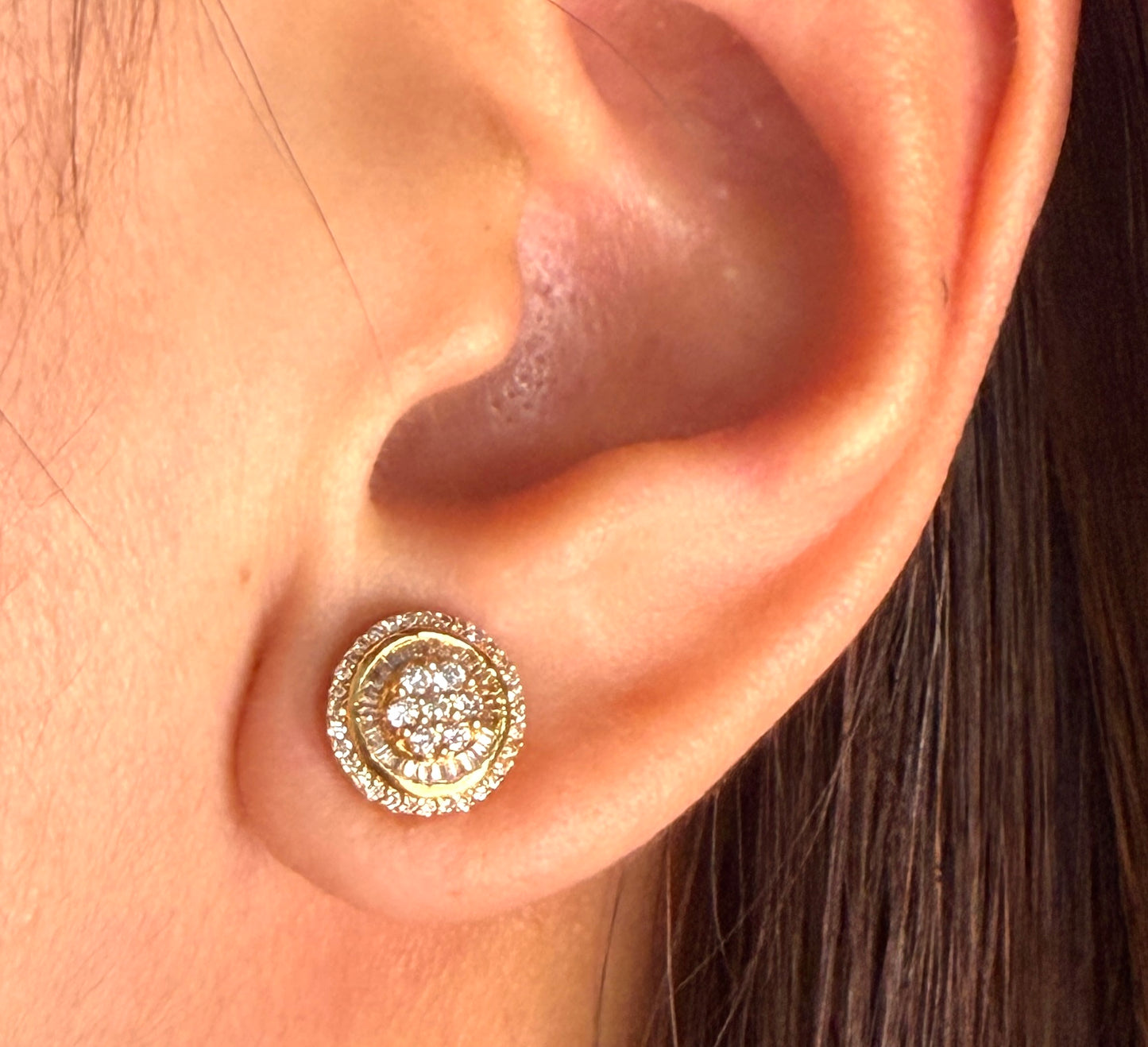 Round Baguette Illusion Earrings DE038