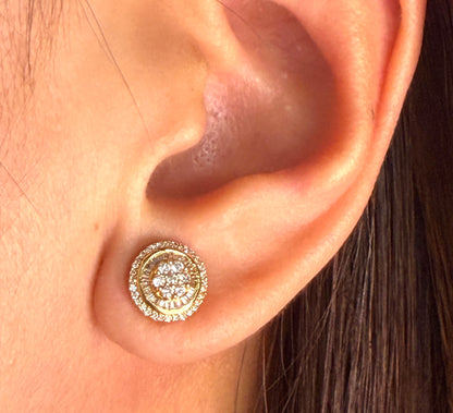 Round Baguette Illusion Earrings DE038