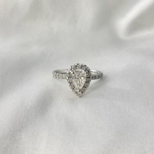 Pear Shaped Halo Diamond Ring EG010