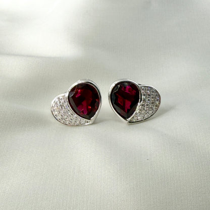 Heart Diamond Ruby Earrings HK DE028