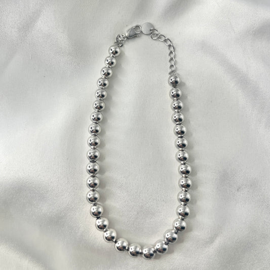 White Gold Bead Bracelet BR-101