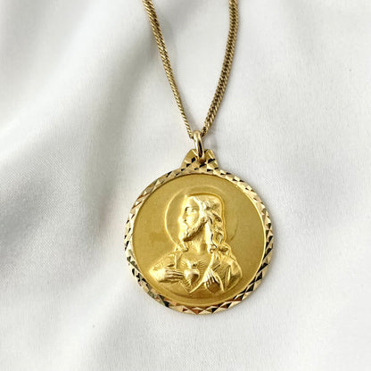 Sacred Heart & Mother and Child Medallion Necklace NL103