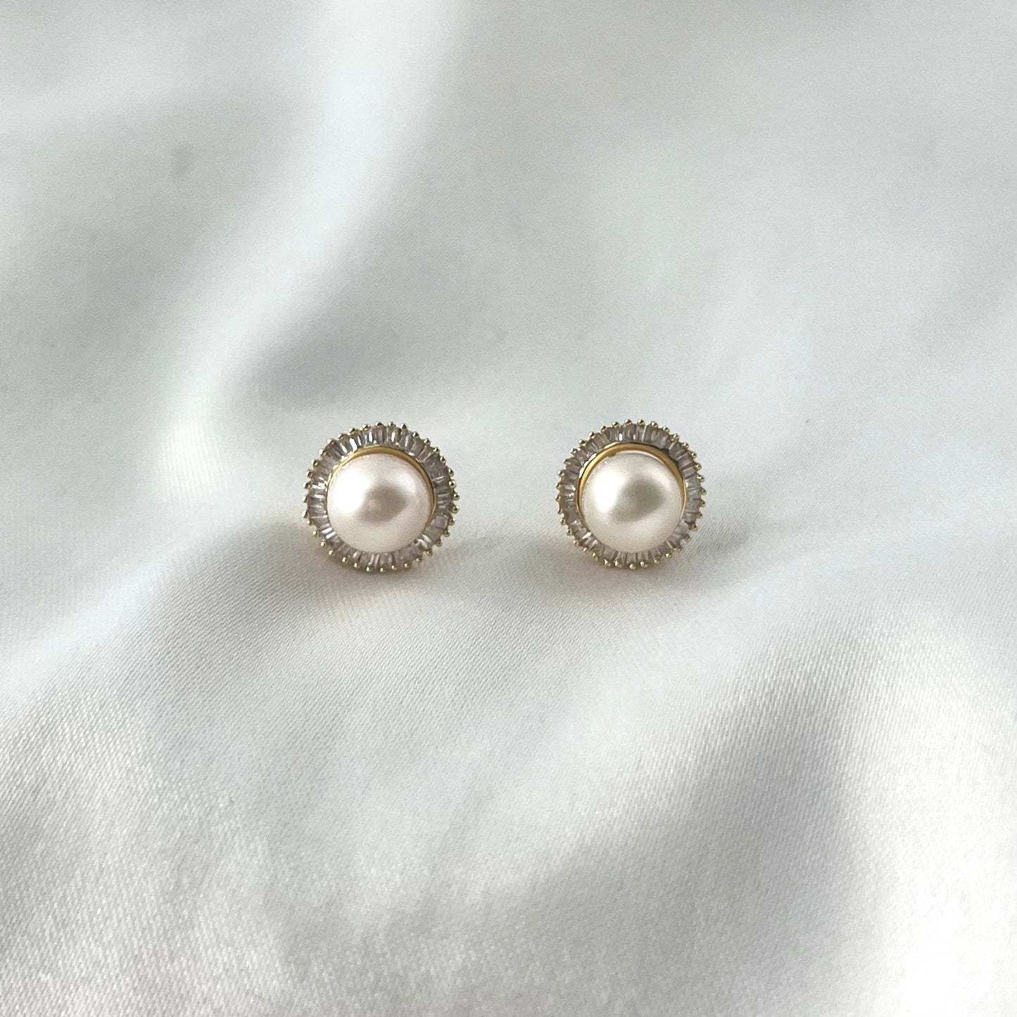 Pearl Baguette Diamond Set ST045