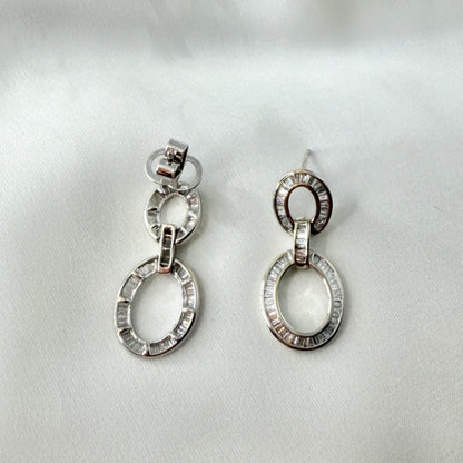 Double Oval Baguette Earrings DE046
