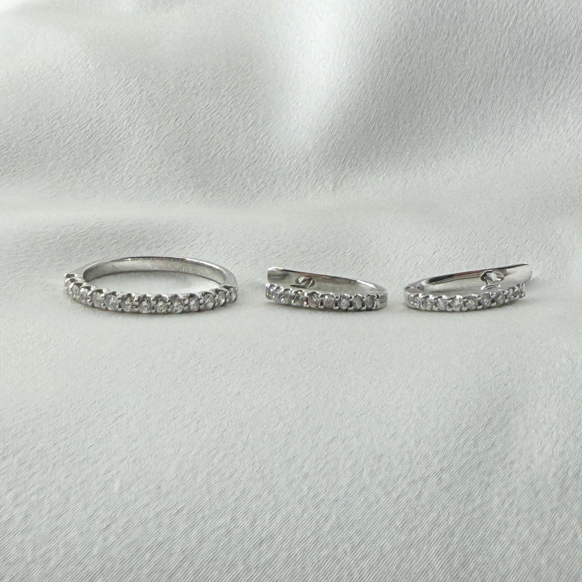 White Gold Creole Set ST081