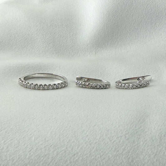 White Gold Diamond Creole Set ST081