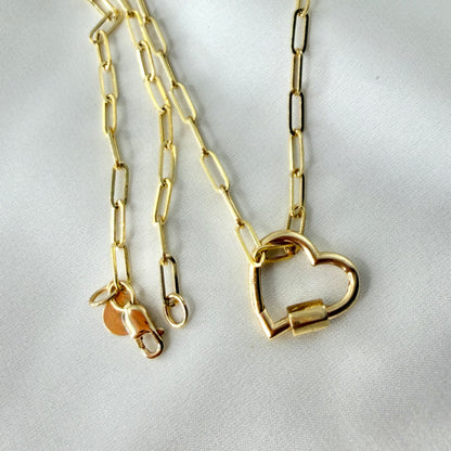 Heart Carabiner Paperclip Necklace NL211