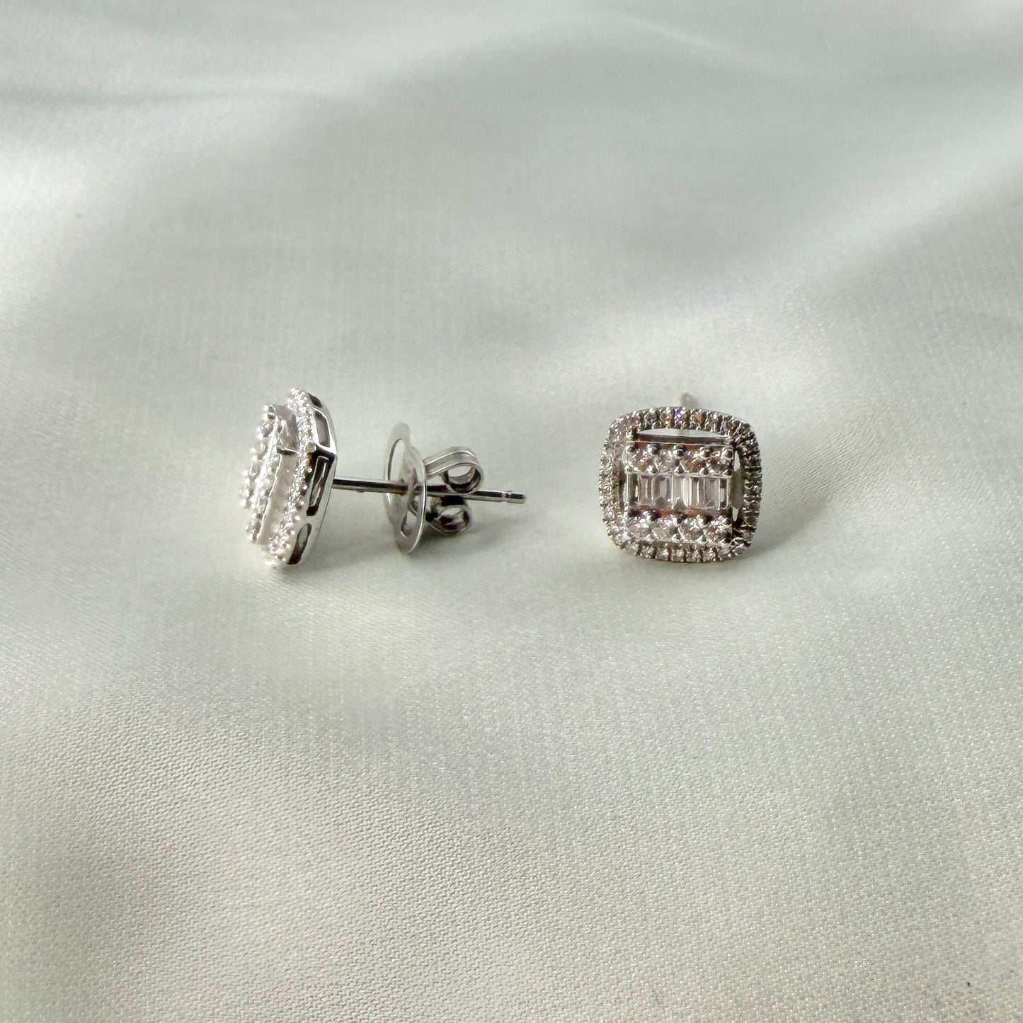 Square Baguette Illusion Earrings DE032