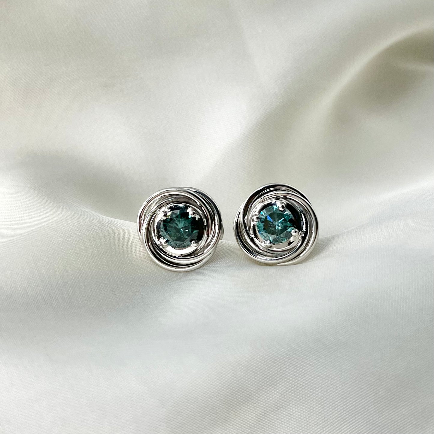 Blue Diamonds Spiral Earrings ER099