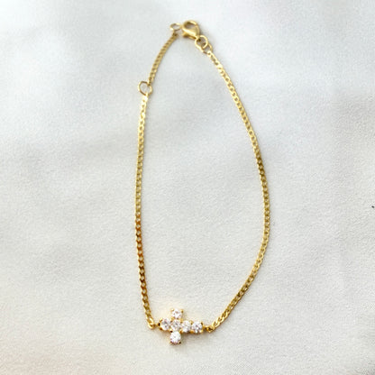 Yellow Gold Cross Bracelet BR125