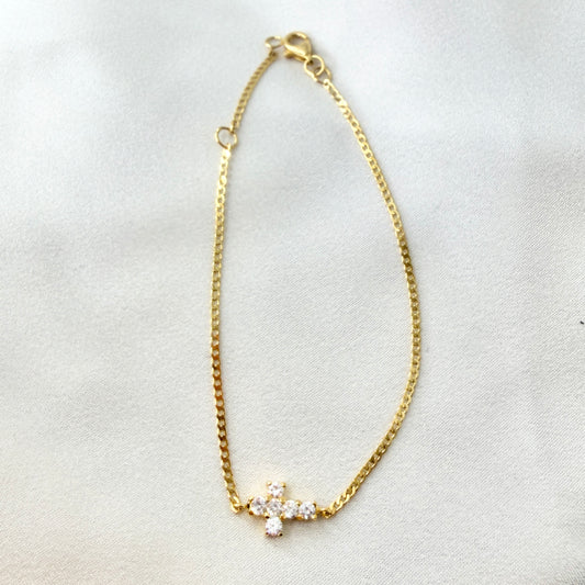 Yellow Gold Cross Bracelet BR125