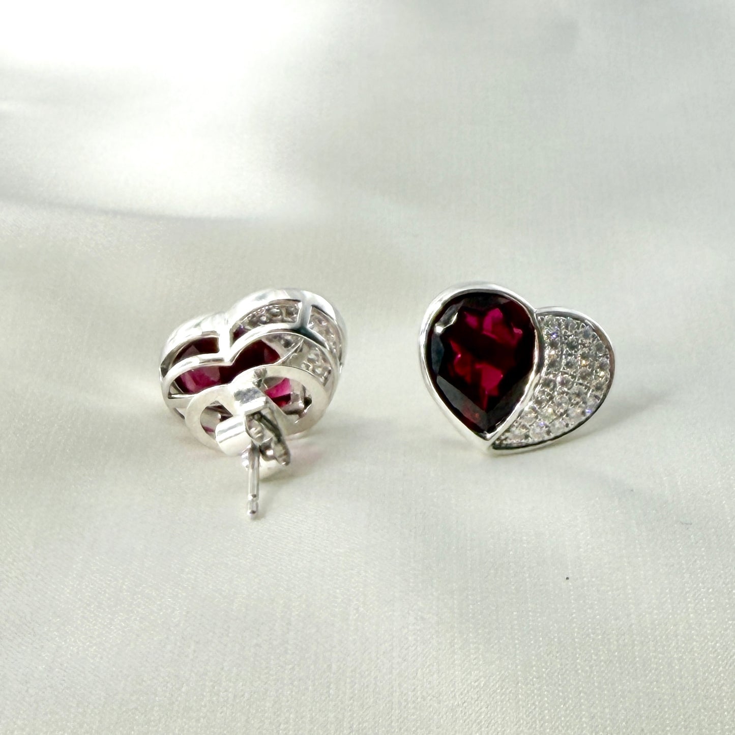 Heart Diamond Ruby Earrings HK DE028