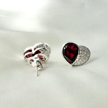 Heart Diamond Ruby Earrings HK DE028