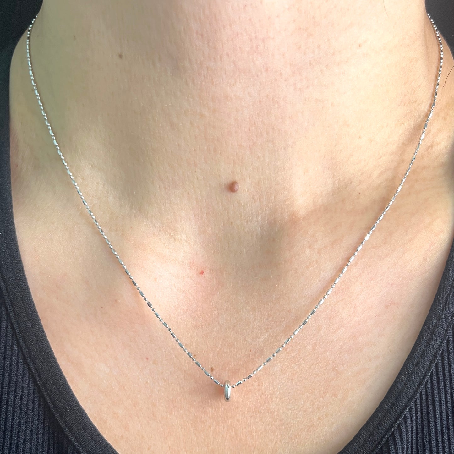 Ring Pendant Necklace White Gold NL181