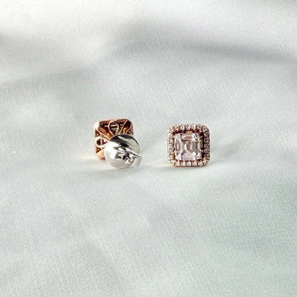 Rose Gold Square Baguette Illusion Earrings 
DE041