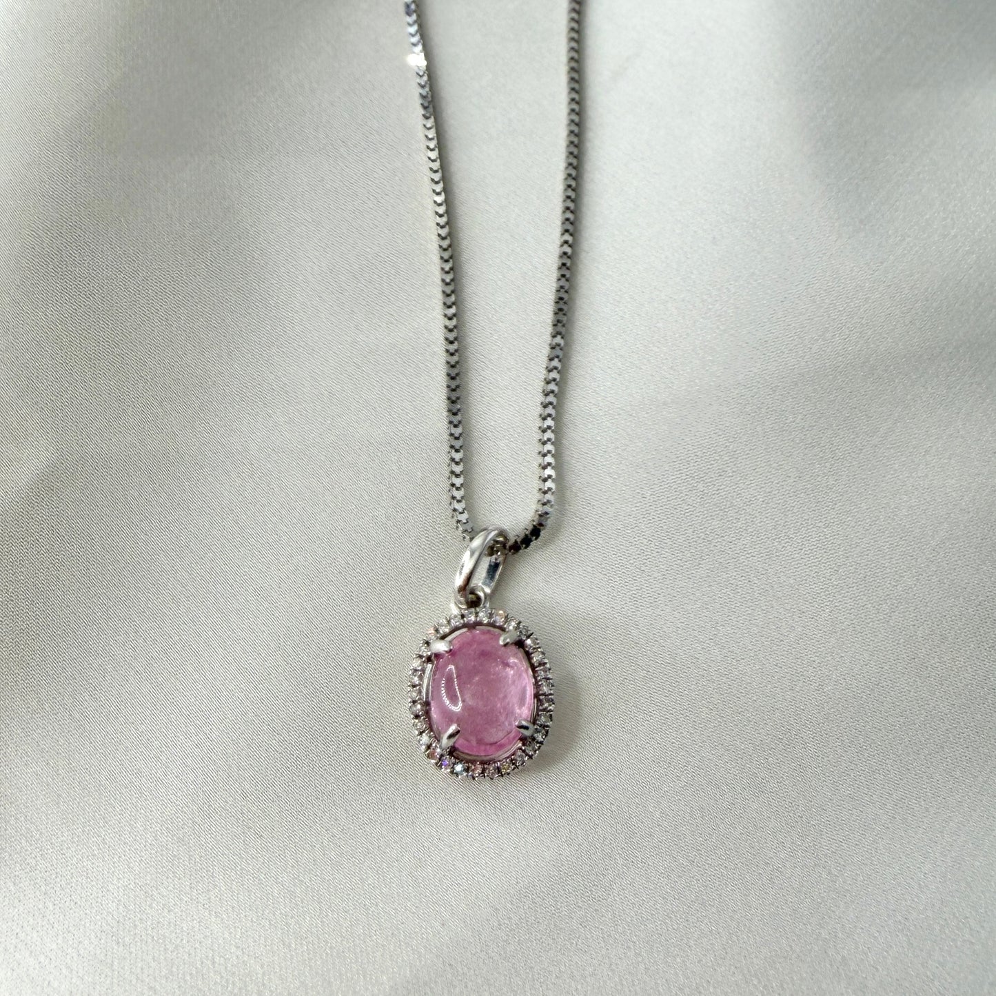 Pink Tourmaline Cabuchon Necklace NL224