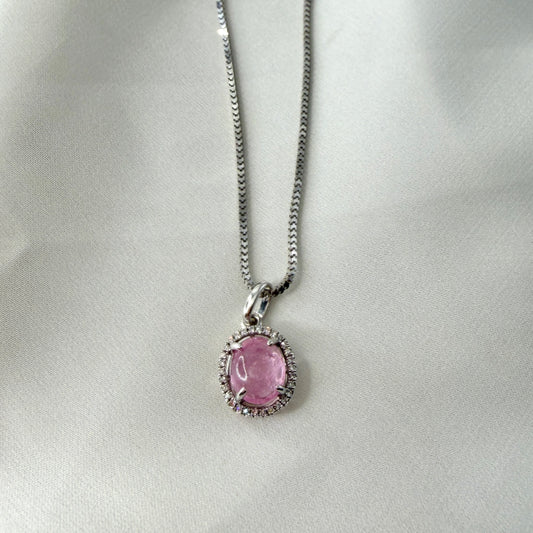 Pink Tourmaline Cabuchon Necklace NL224