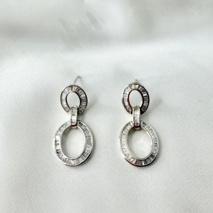 Double Oval Baguette Earrings DE046
