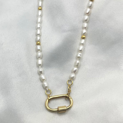 Carabiner Pearl Necklace NL117